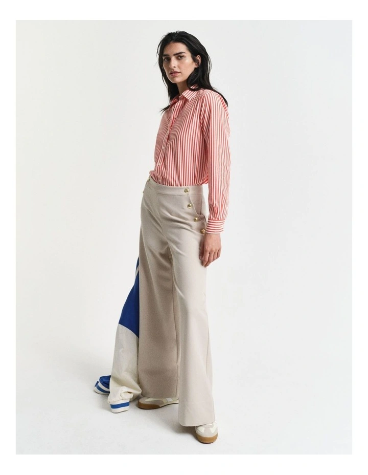 Regular Fit Striped Poplin Shirt in Orange Red image 4