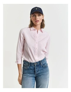 Regular Fit Striped Poplin Shirt in Light Pink
