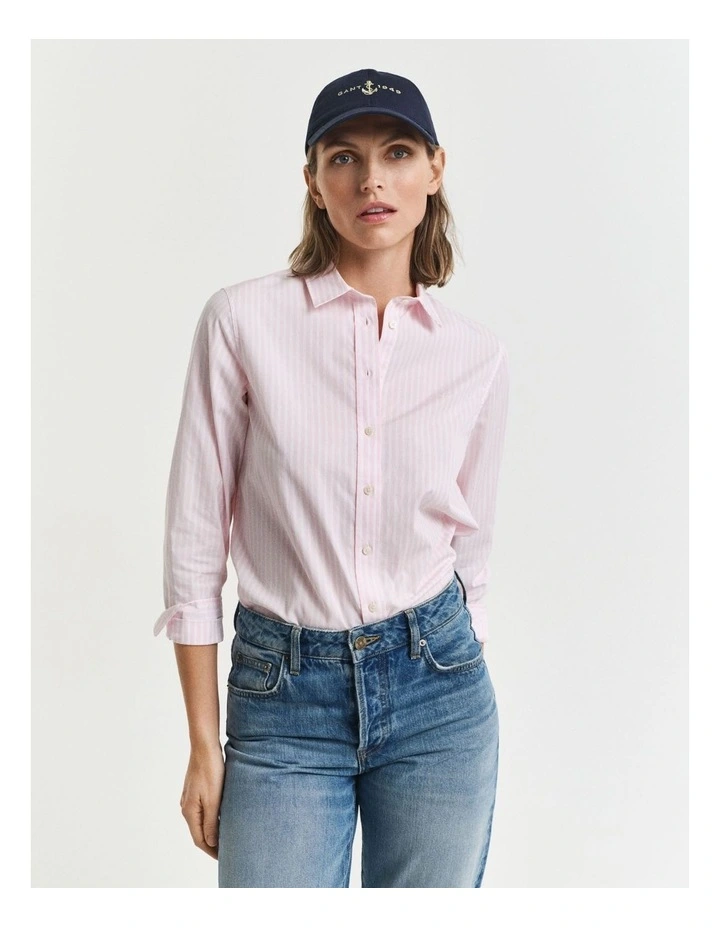 Regular Fit Striped Poplin Shirt in Light Pink image 1