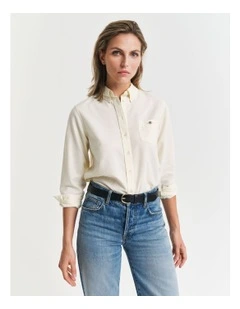 Regular Classic Oxford Striped Shirt in Dusty Light Yellow