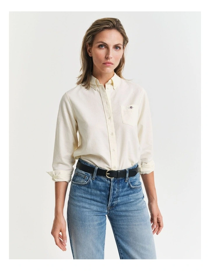 Regular Classic Oxford Striped Shirt in Dusty Light Yellow image 1