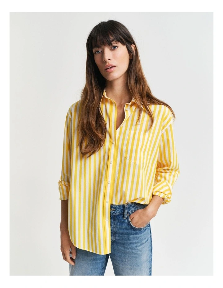 Relaxed Classic Poplin Striped Shirt in Daffodil Yellow image 1