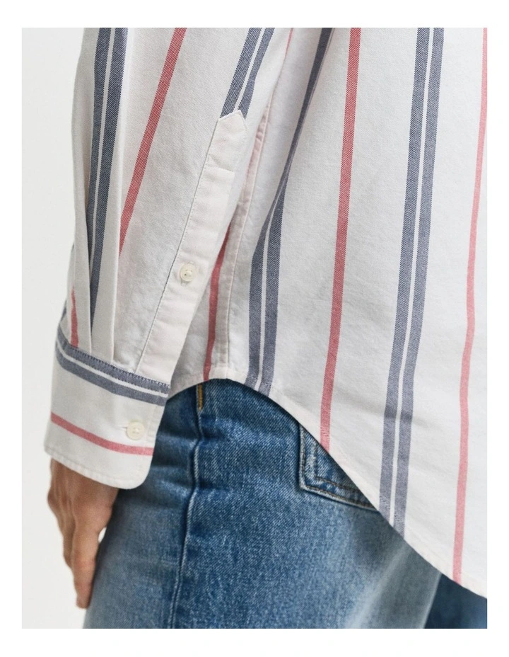 Relaxed Archive Shield Oxford Striped Shirt in Eggshell image 4