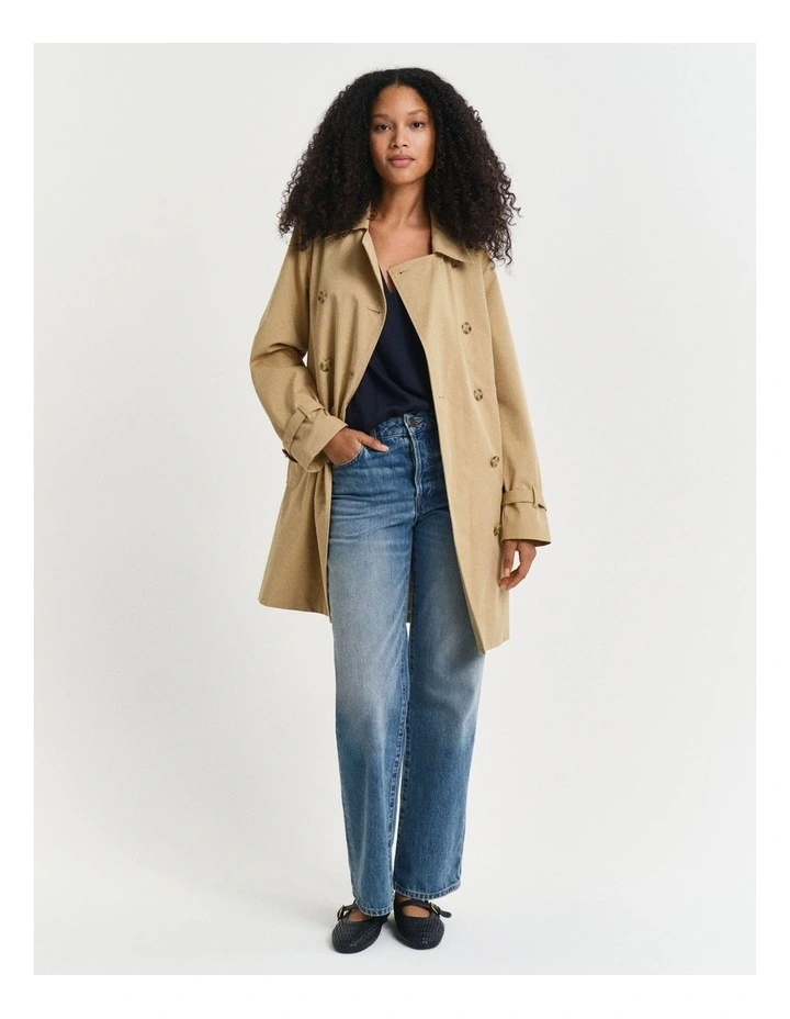 Cotton Trench Coat in Oak Beige image 3