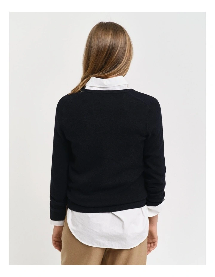 Extra Fine Lambswool V-Neck Knit in Black image 2