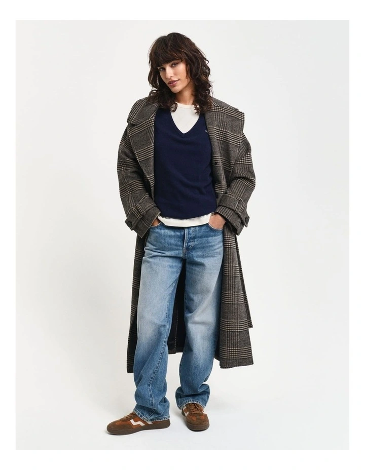 Extra Fine Lambswool V-Neck Knit in Evening Blue image 3