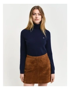 Extra Fine Lambswool Turtleneck Knit in Evening Blue