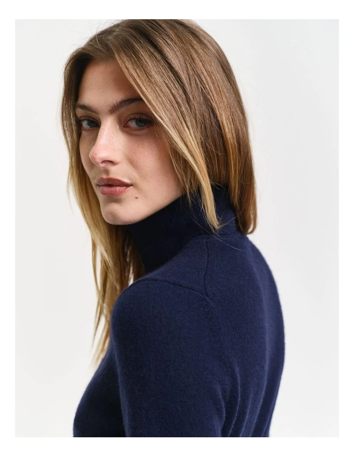 Extra Fine Lambswool Turtleneck Knit in Evening Blue image 4