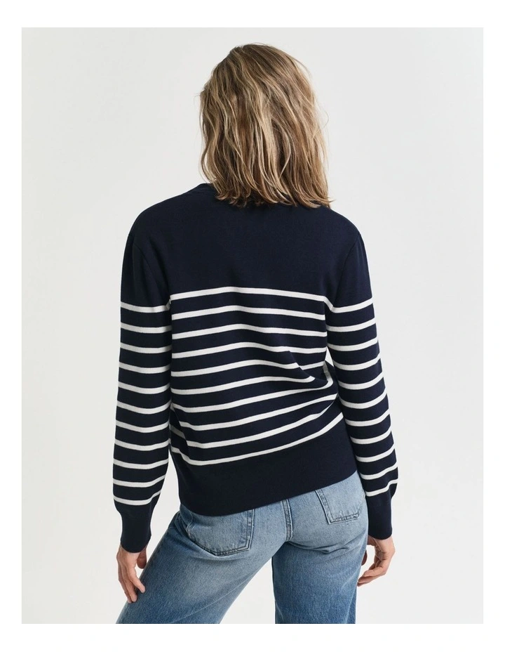 Striped Cotton Cardigan in Evening Blue image 2