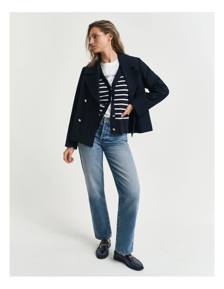Striped Cotton Cardigan in Evening Blue image 3