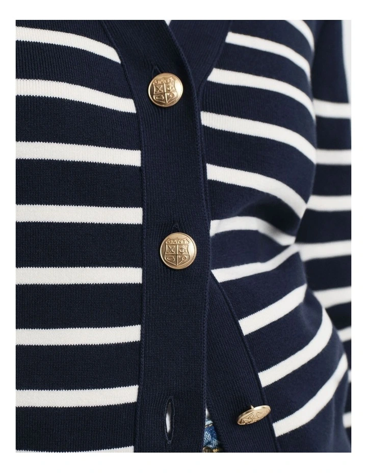 Striped Cotton Cardigan in Evening Blue image 4