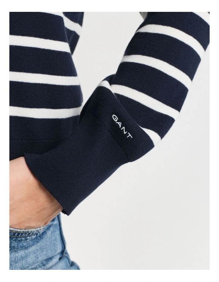 Striped Cotton Cardigan in Evening Blue image 6