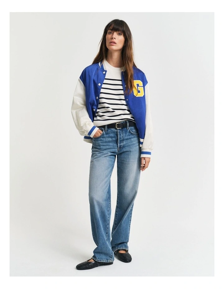 Striped Cotton Crew Neck Knit in White image 5