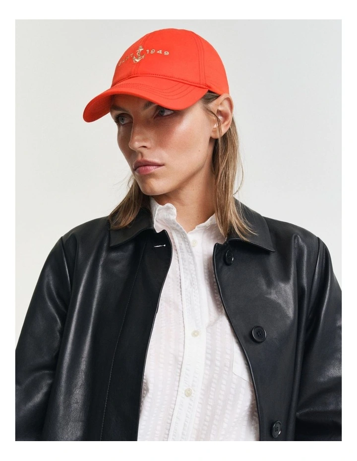 Anchor Satin Cap in Orange Red image 4