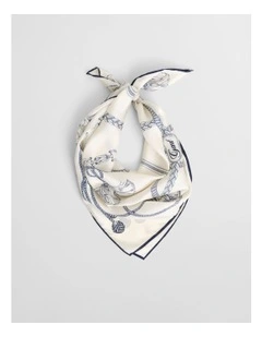 Sailing Print Silk Scarf in Cream