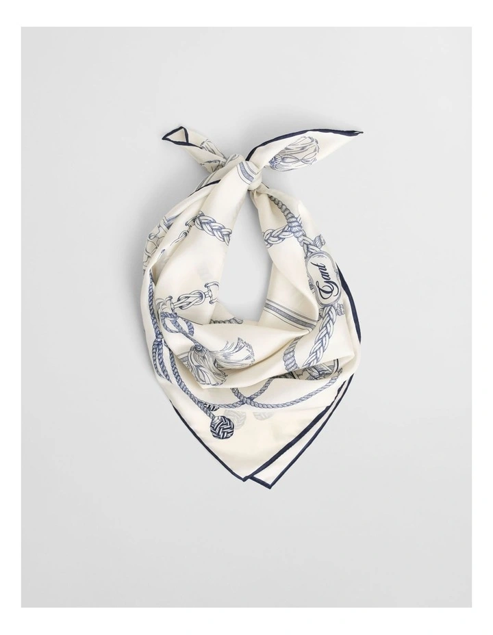 Sailing Print Silk Scarf in Cream image 1