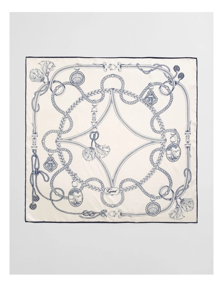 Sailing Print Silk Scarf in Cream image 2
