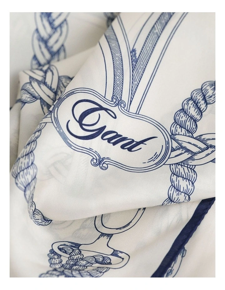 Sailing Print Silk Scarf in Cream image 3