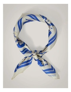 Floral Print Silk Scarf in Perfect Blue