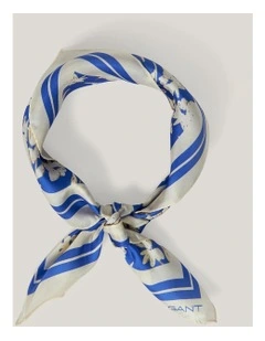 Floral Print Silk Scarf in Perfect Blue
