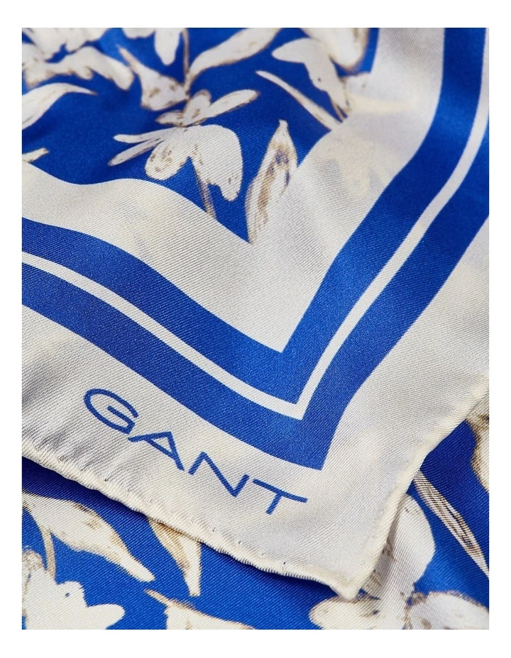 Floral Print Silk Scarf in Perfect Blue image 2