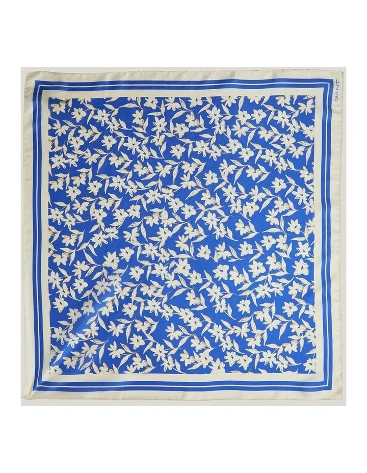 Floral Print Silk Scarf in Perfect Blue image 3
