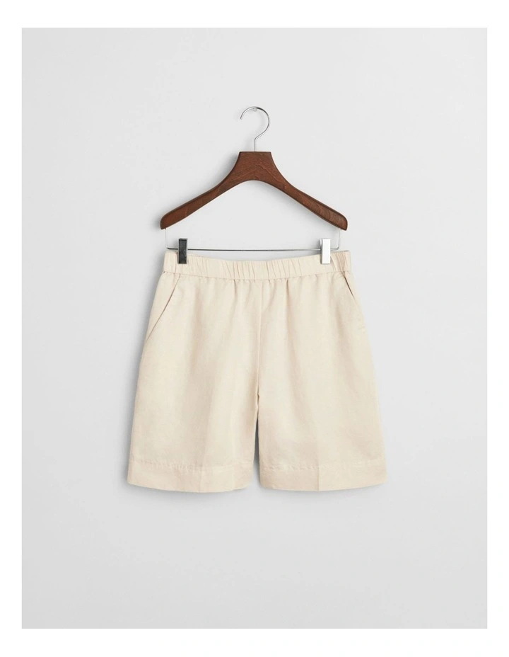 Relaxed Fit Linen Blend Pull On Shorts in Putty image 4