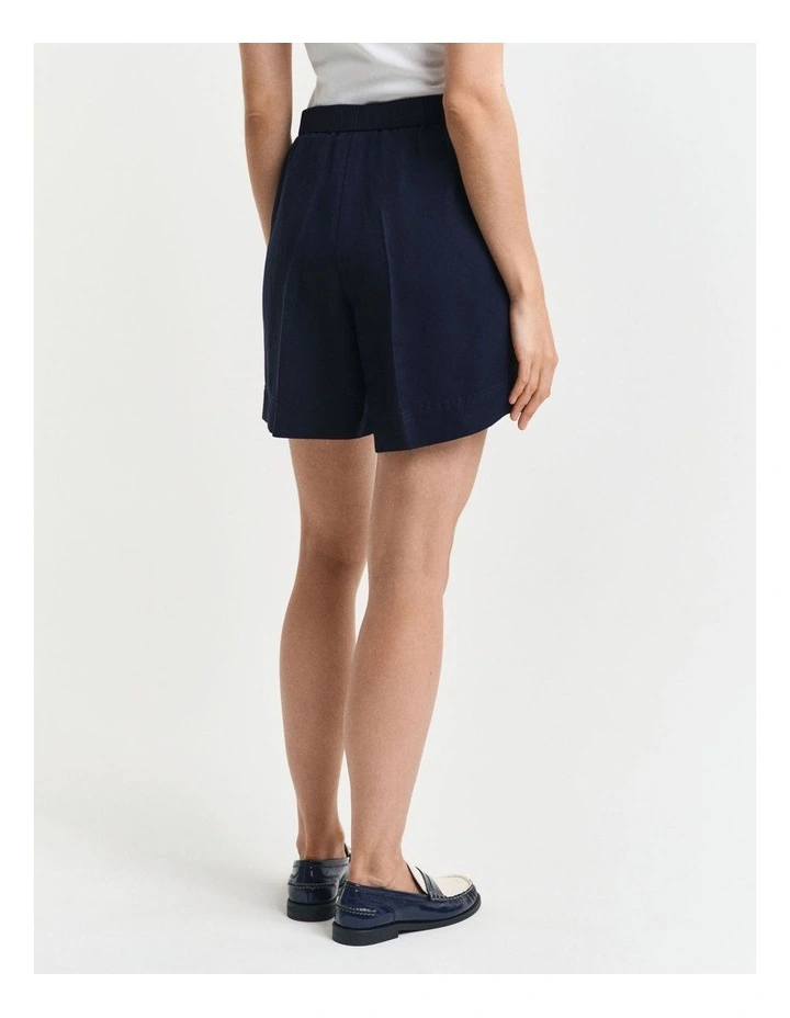 Relaxed Fit Linen Blend Pull On Shorts in Evening Blue image 2