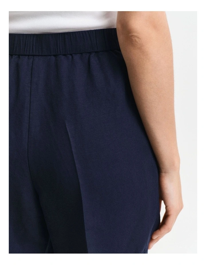 Relaxed Fit Linen Blend Pull On Shorts in Evening Blue image 3