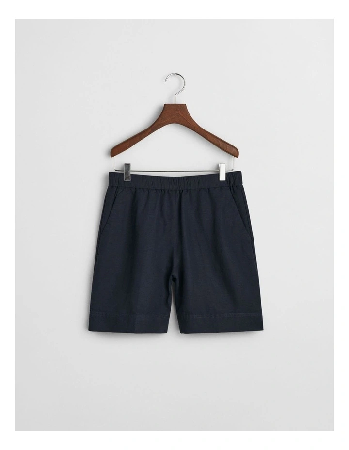 Relaxed Fit Linen Blend Pull On Shorts in Evening Blue image 4
