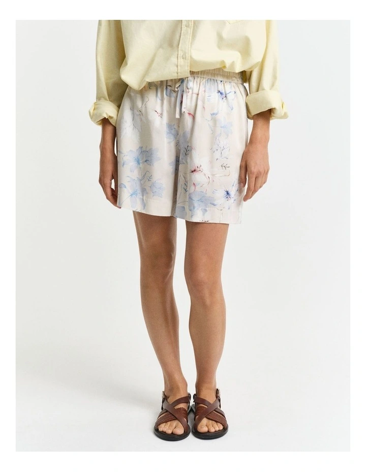 Relaxed Fit Floral Print Shorts in Putty image 1