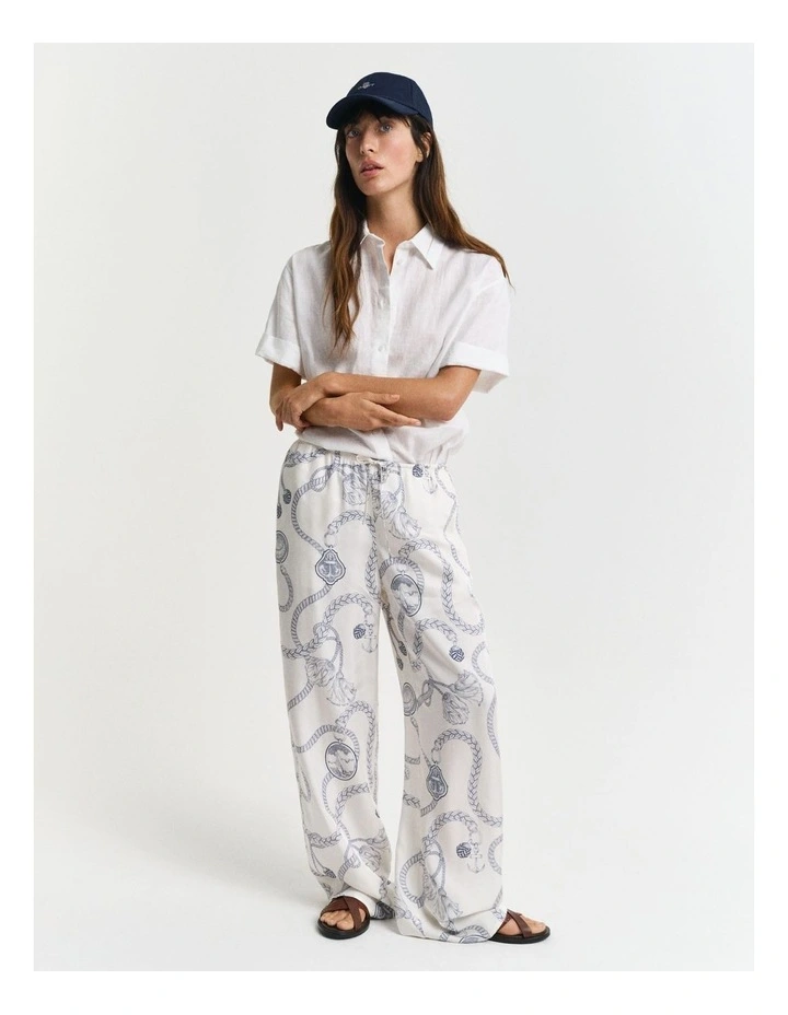 Relaxed Fit Sailing Print Drawstring Pant in Cream image 1