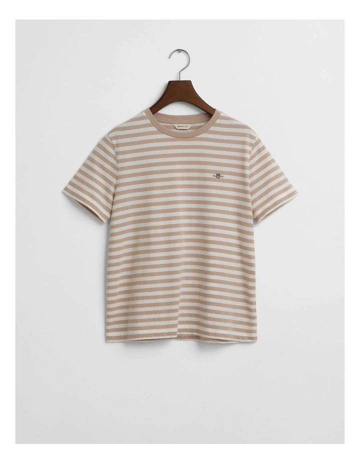 Regular Fit Striped Shield Short Sleeve T-shirt in Dry Sand image 4