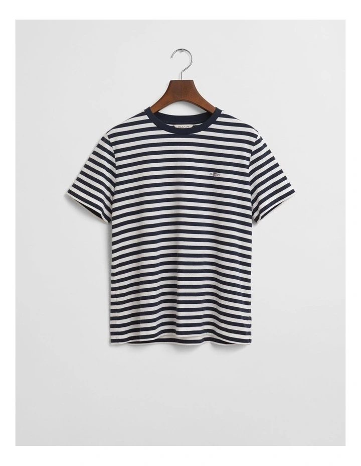 Regular Fit Striped Shield Short Sleeve T-shirt in Evening Blue image 4