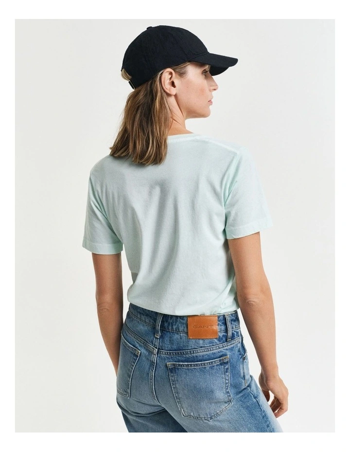 Regular Fit Sunfaded Short Sleeve V-Neck T-shirt in Faded Mint image 2
