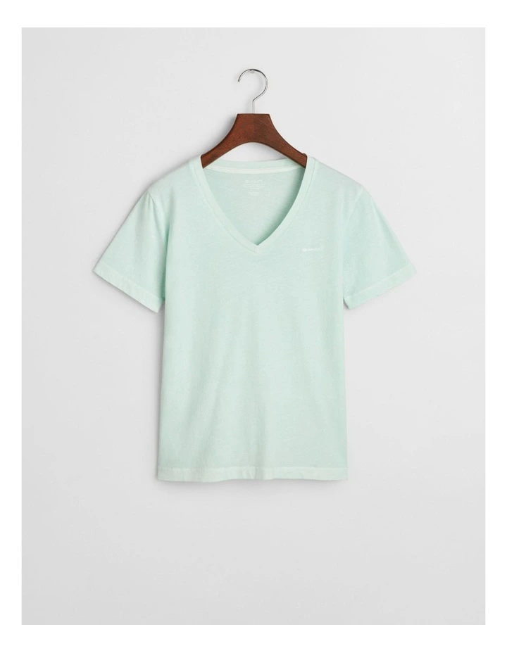 Regular Fit Sunfaded Short Sleeve V-Neck T-shirt in Faded Mint image 4