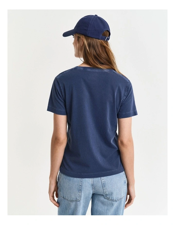 Regular Fit Sunfaded Short Sleeve V-Neck T-shirt in Persian Blue image 2