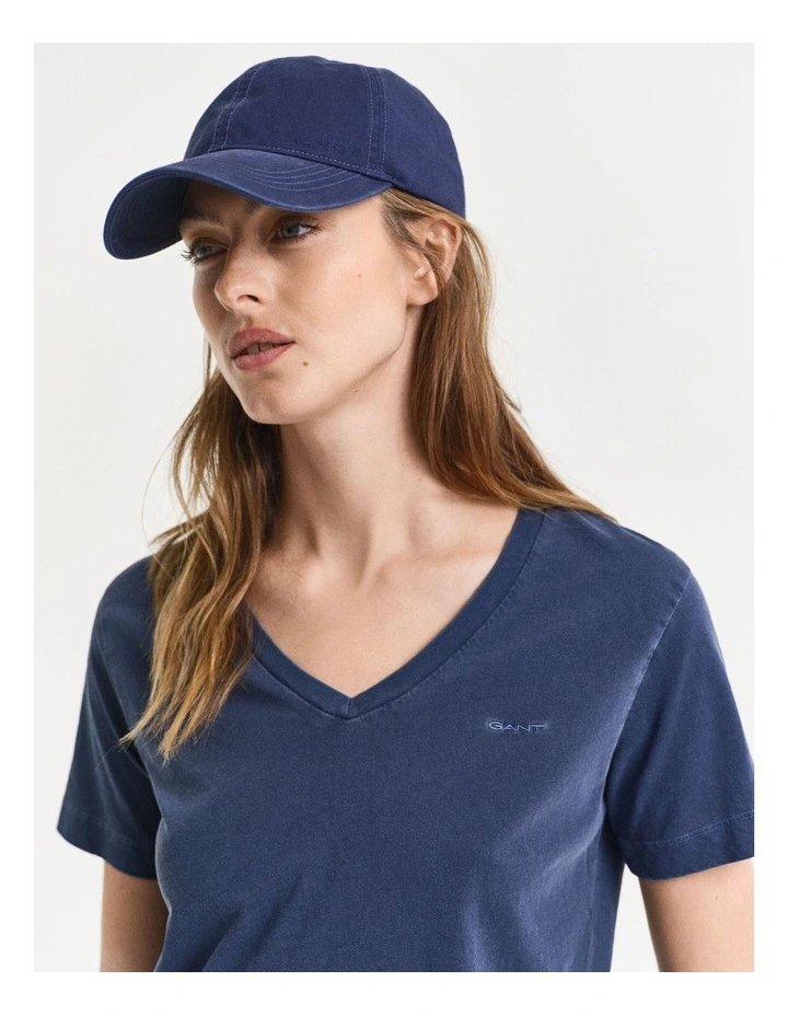 Regular Fit Sunfaded Short Sleeve V-Neck T-shirt in Persian Blue image 4