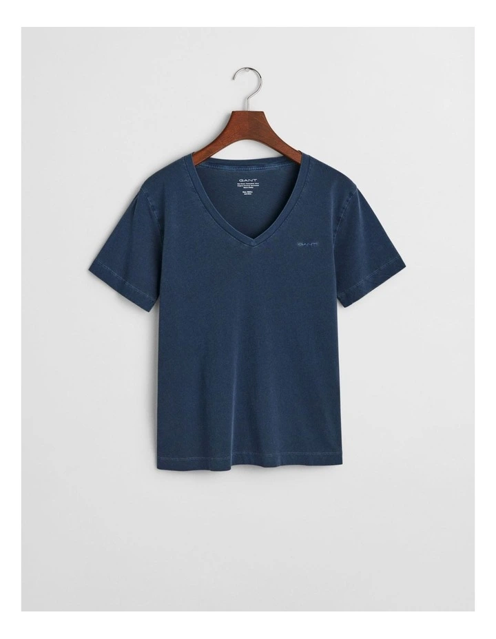 Regular Fit Sunfaded Short Sleeve V-Neck T-shirt in Persian Blue image 5