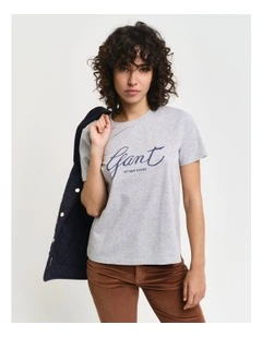 Script T-shirt in Light Grey Melange