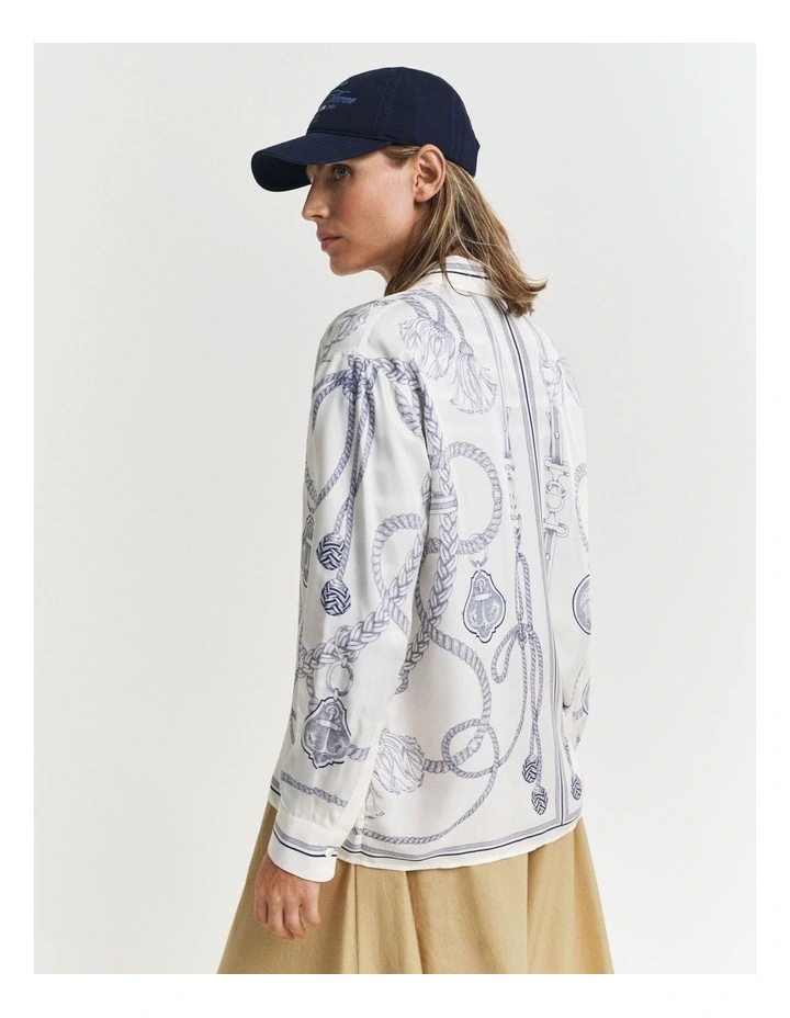 Relaxed Fit Sailing Print Shirt in Cream image 2