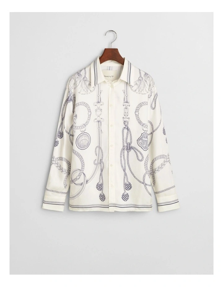 Relaxed Fit Sailing Print Shirt in Cream image 5