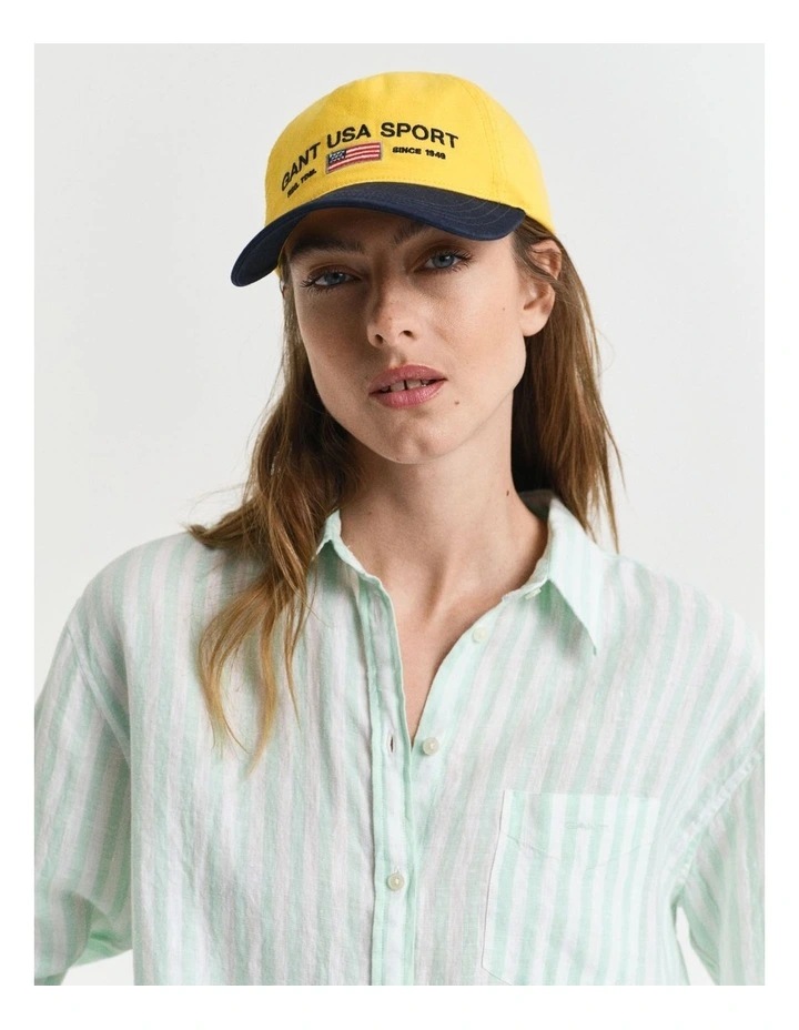 Relaxed Fit Striped Linen Shirt in Faded Mint image 3