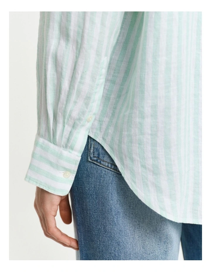 Relaxed Fit Striped Linen Shirt in Faded Mint image 4
