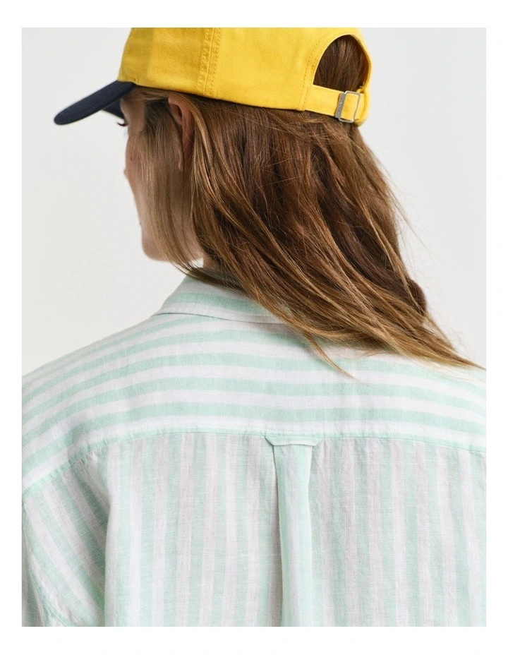 Relaxed Fit Striped Linen Shirt in Faded Mint image 6