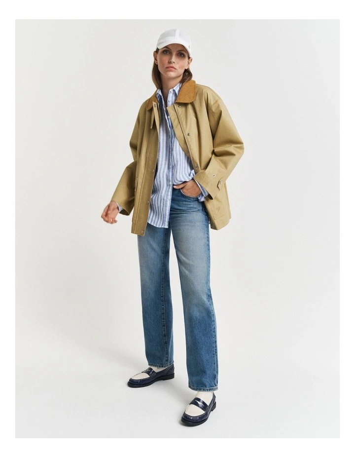 Relaxed Fit Striped Linen Shirt in Perfect Blue image 5