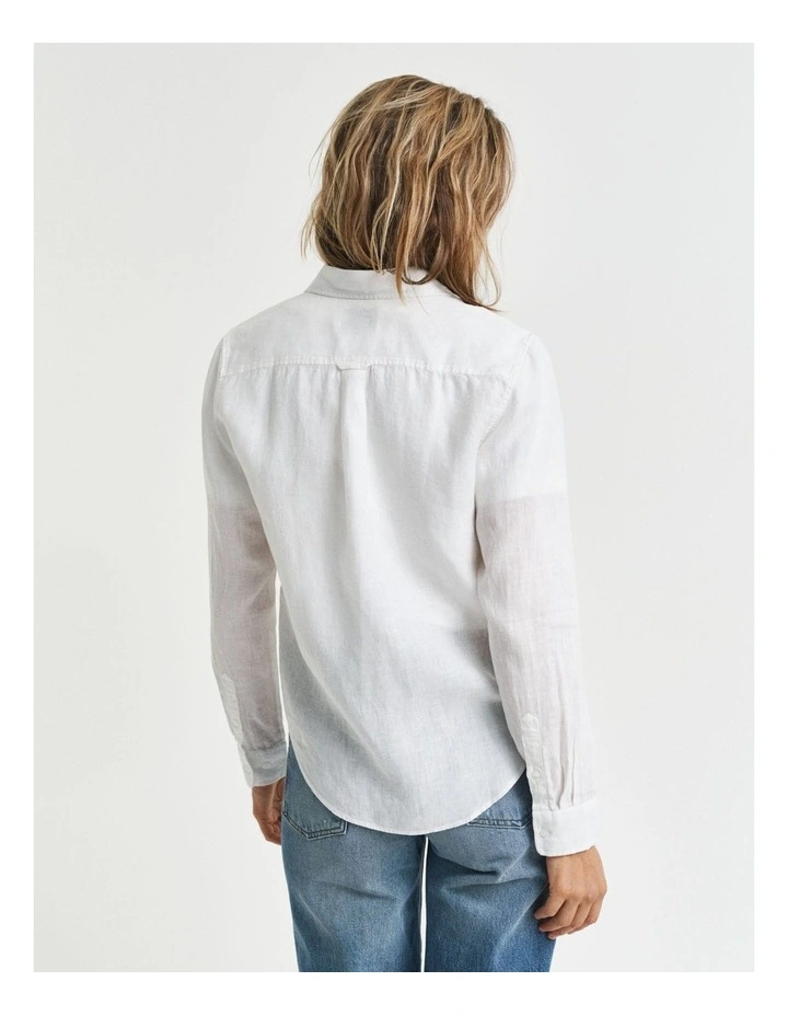 Regular Fit Linen Shirt in White image 2