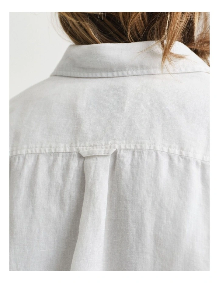 Regular Fit Linen Shirt in White image 5