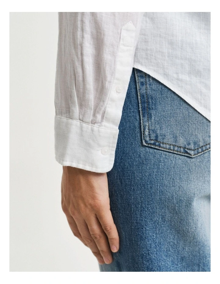 Regular Fit Linen Shirt in White image 6