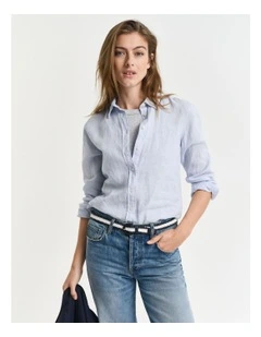 Regular Fit Linen Shirt in Light Blue